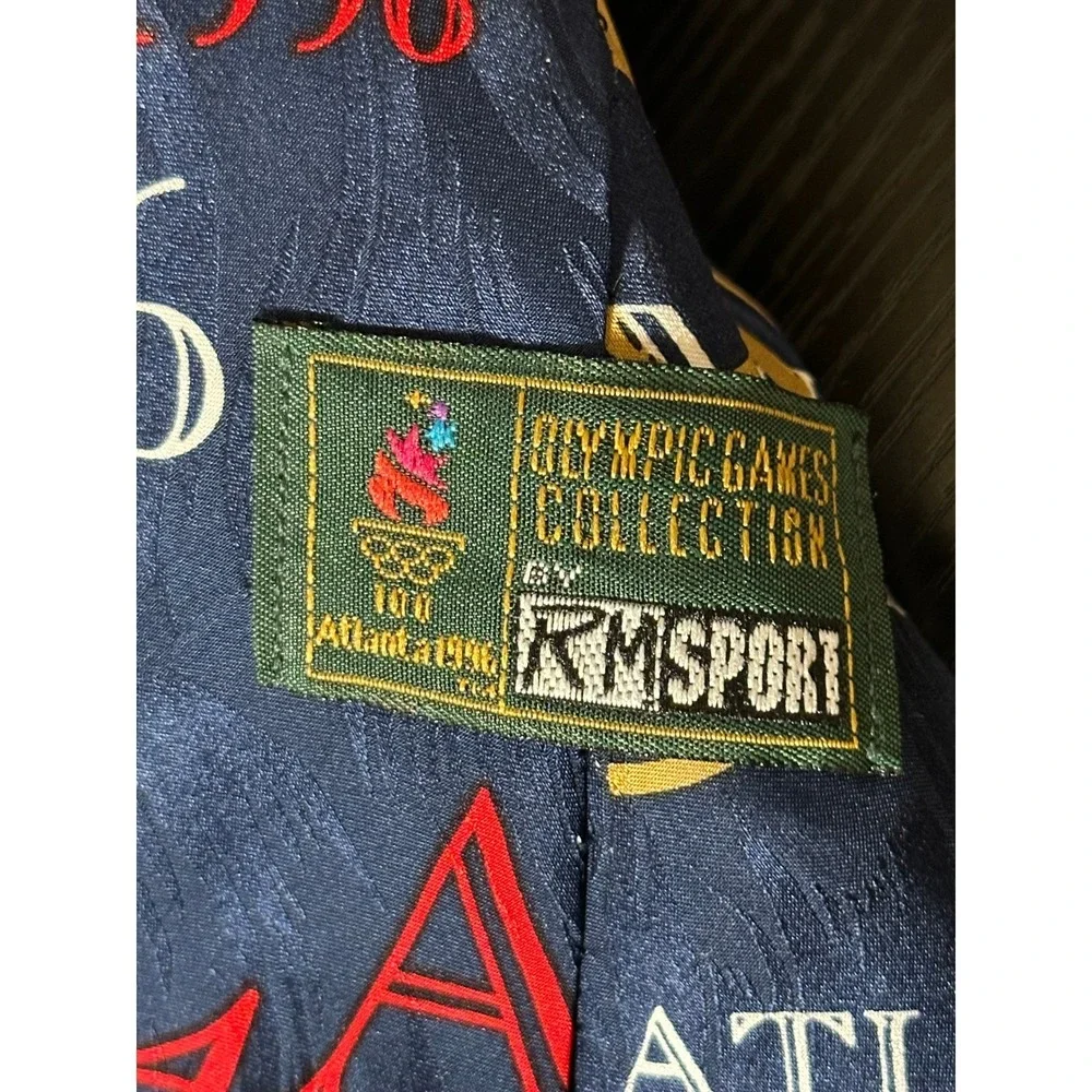 Vintage 1996 Atlanta Olympic Games RM Sport Tie Navy‎ Blue Centennial Collection